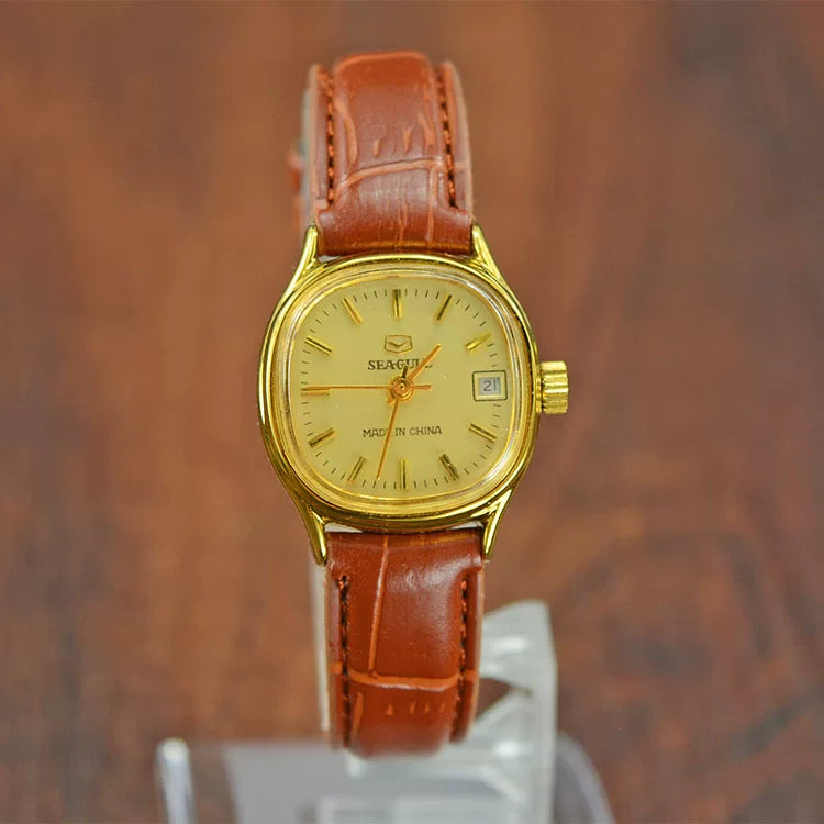 Tianjin Sea Gull Ladies Manual Wind Mechanical Watch Steel Leather Strap Classic