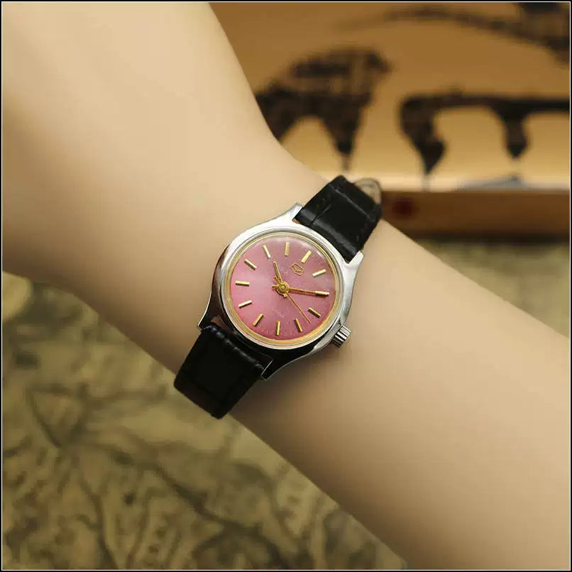 Sea Gull Ladies Mechanical Watch Titanium Date Leather Strap Vintage NOS