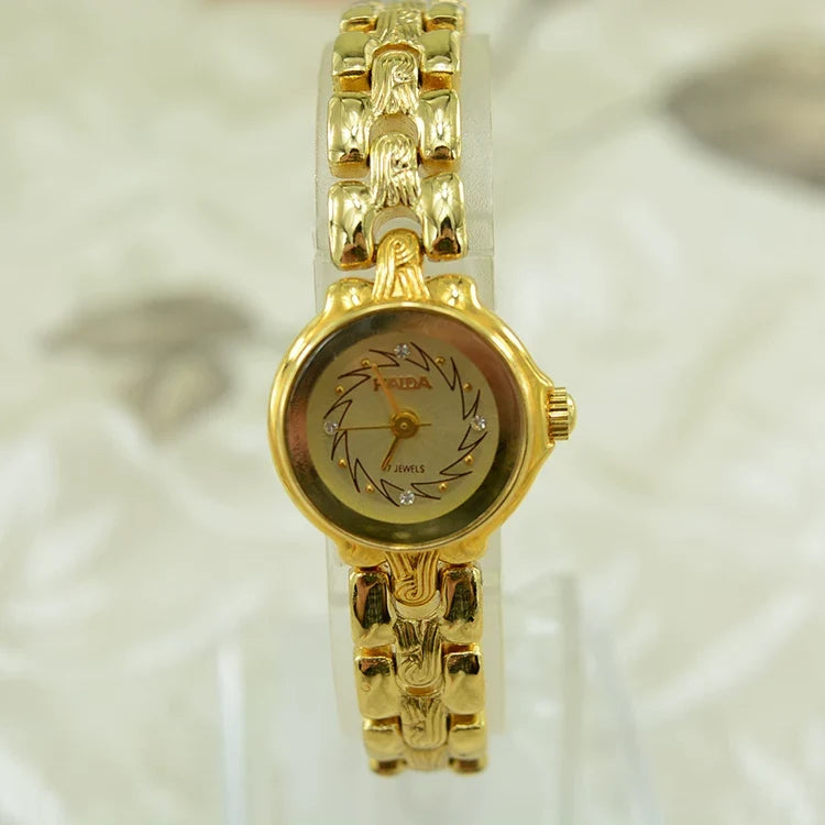 HAIDA Ladies Manual Wind Mechanical Watch Gold-Plated Fashion NOS