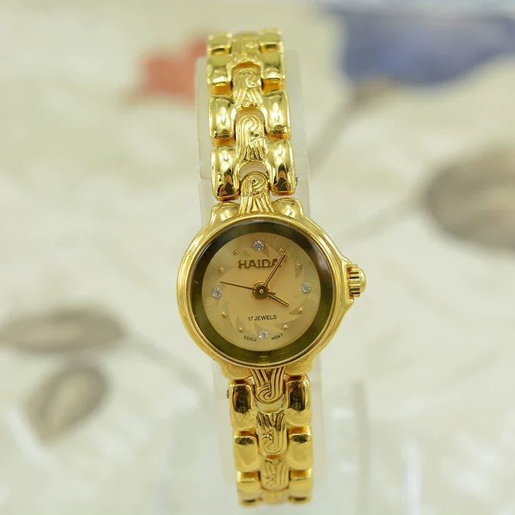 HAIDA Ladies Manual Wind Mechanical Watch Gold-Plated Fashion NOS