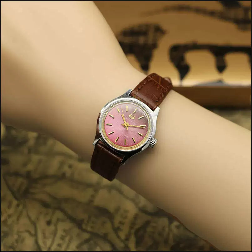 Sea Gull Ladies Mechanical Watch Titanium Date Leather Strap Vintage NOS