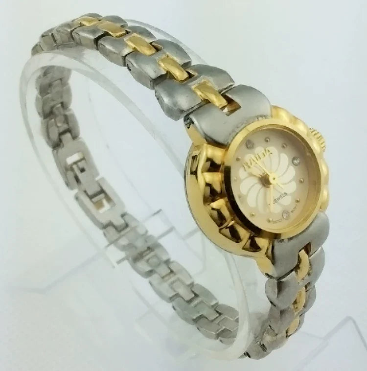 HAIDA Ladies Manual Wind Watch Two-Tone Brushed Small Classic