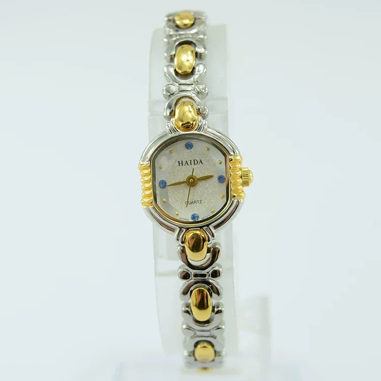 HAIDA Ladies Quartz Watch Two-Tone Blue Crystal-Set