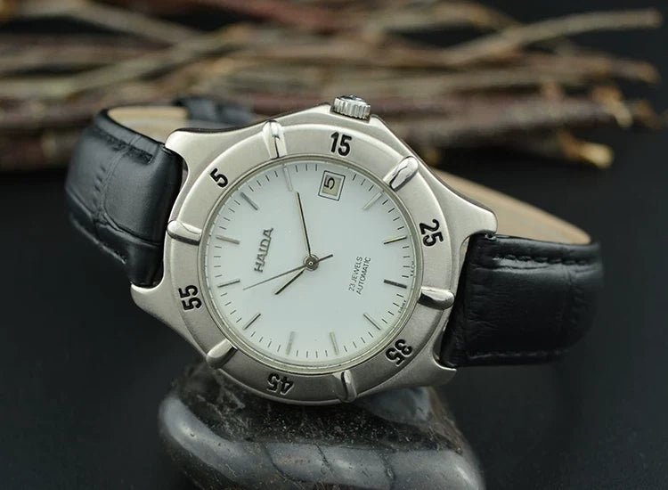 HAIDA Men's Automatic Mechanical Watch Blue Grey Dial Numeral Sports NOS