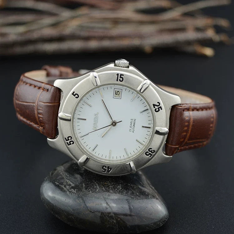HAIDA Men's Automatic Mechanical Watch Blue Grey Dial Numeral Sports NOS