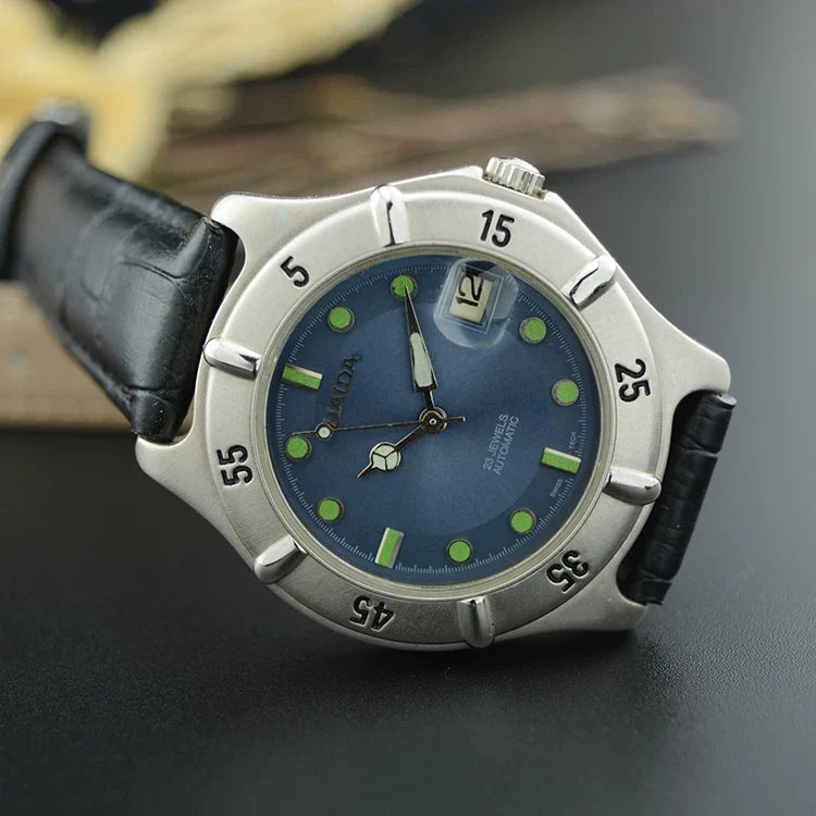 HAIDA Men's Automatic Mechanical Watch Blue Grey Dial Numeral Sports NOS