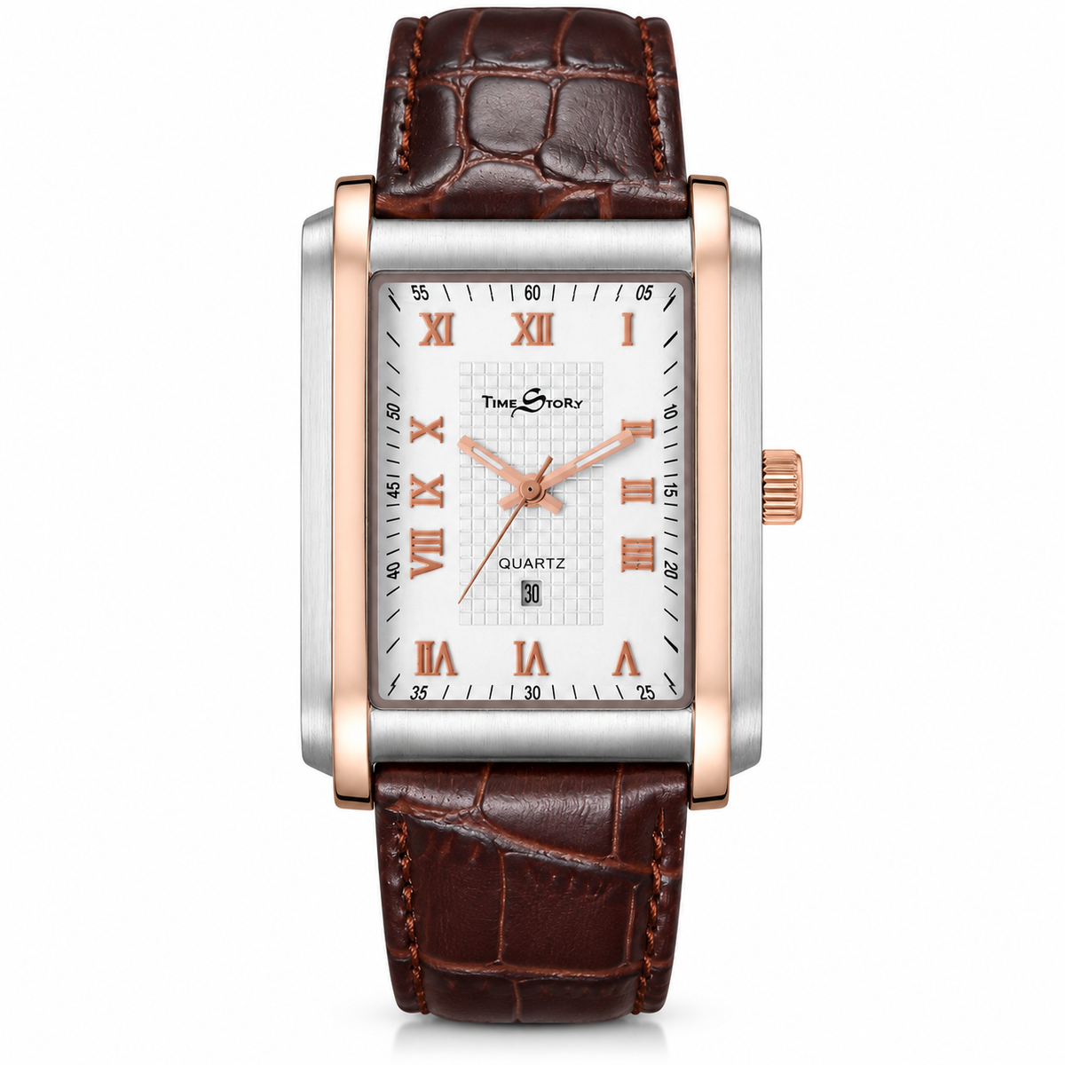 Men's Square Quartz Watch with Calendar