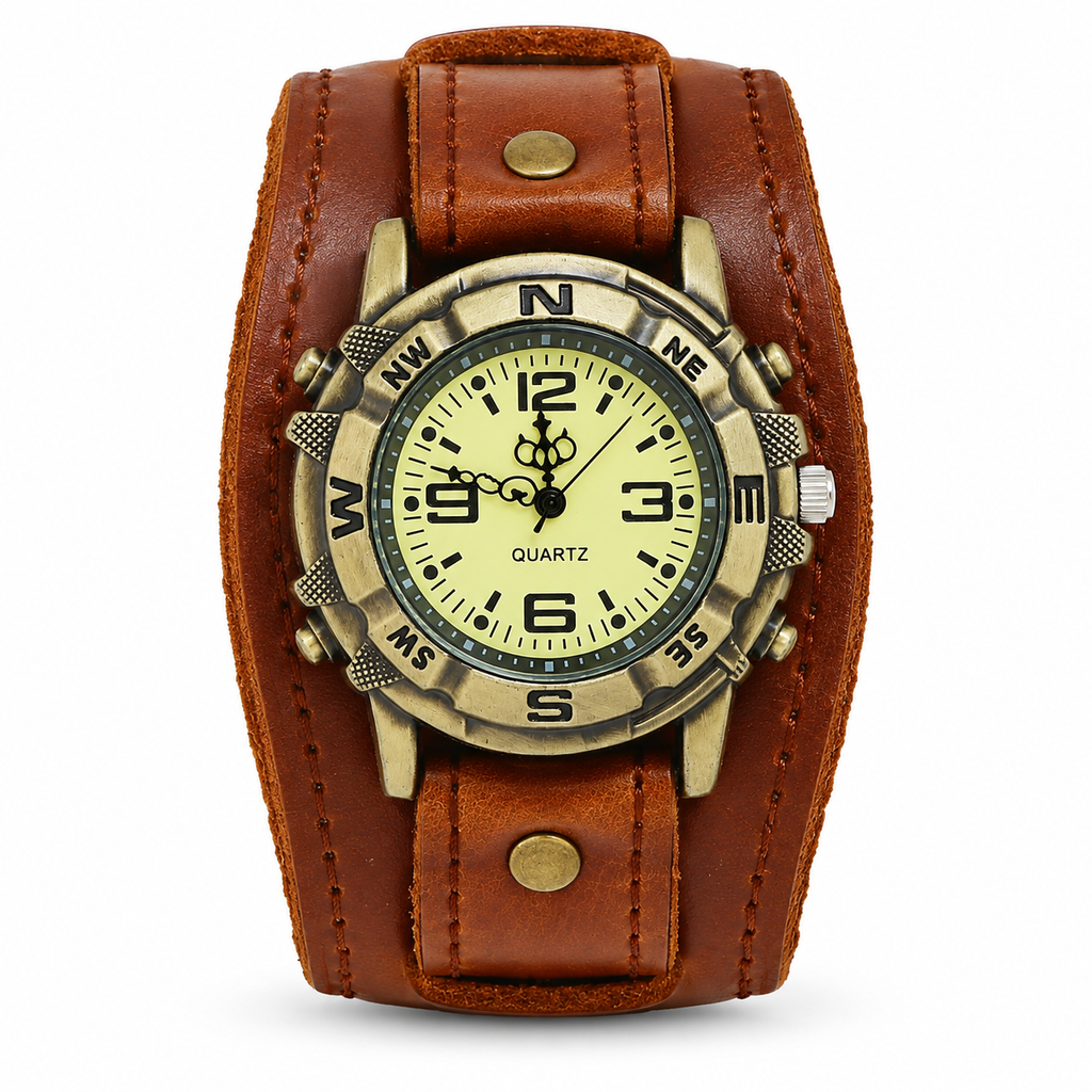 Unisex Punk Leather Bracelet Watch