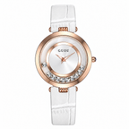 Women's Rhinestone Quartz Watch with Leather Strap