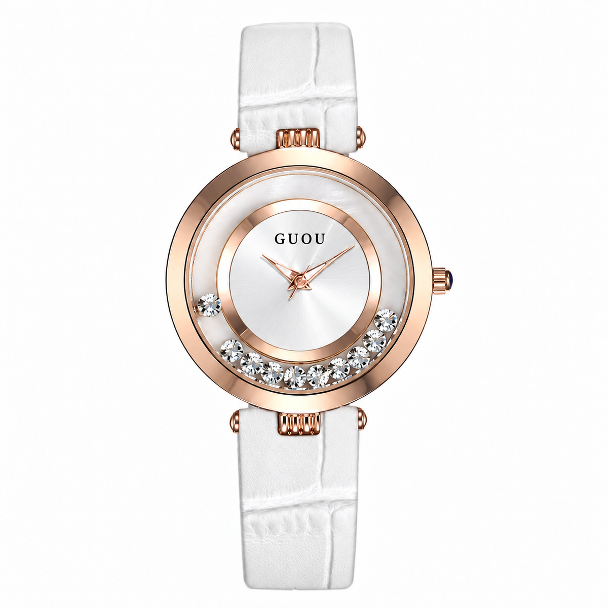 Women's Rhinestone Quartz Watch with Leather Strap