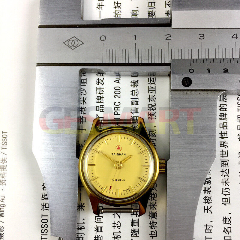 TAISHAN 26mm gold mechanical ladies watch with 19 jewels and sleek nail markers for elegant style.