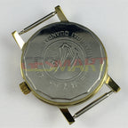 TAIHANG 37mm manual watch with golden round case, yellow dial, and gold nail hour markers for elegant style.