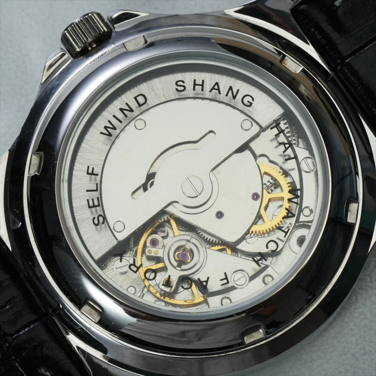 Diamond Brand Automatisch Skelet Businesshorloge Echt Leer Staal Romeins Wijzerplaat