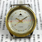 TAIHANG 38mm manual mechanical watch with silver dial, round case, 3 hands, and 17 jewels for accurate timekeeping.