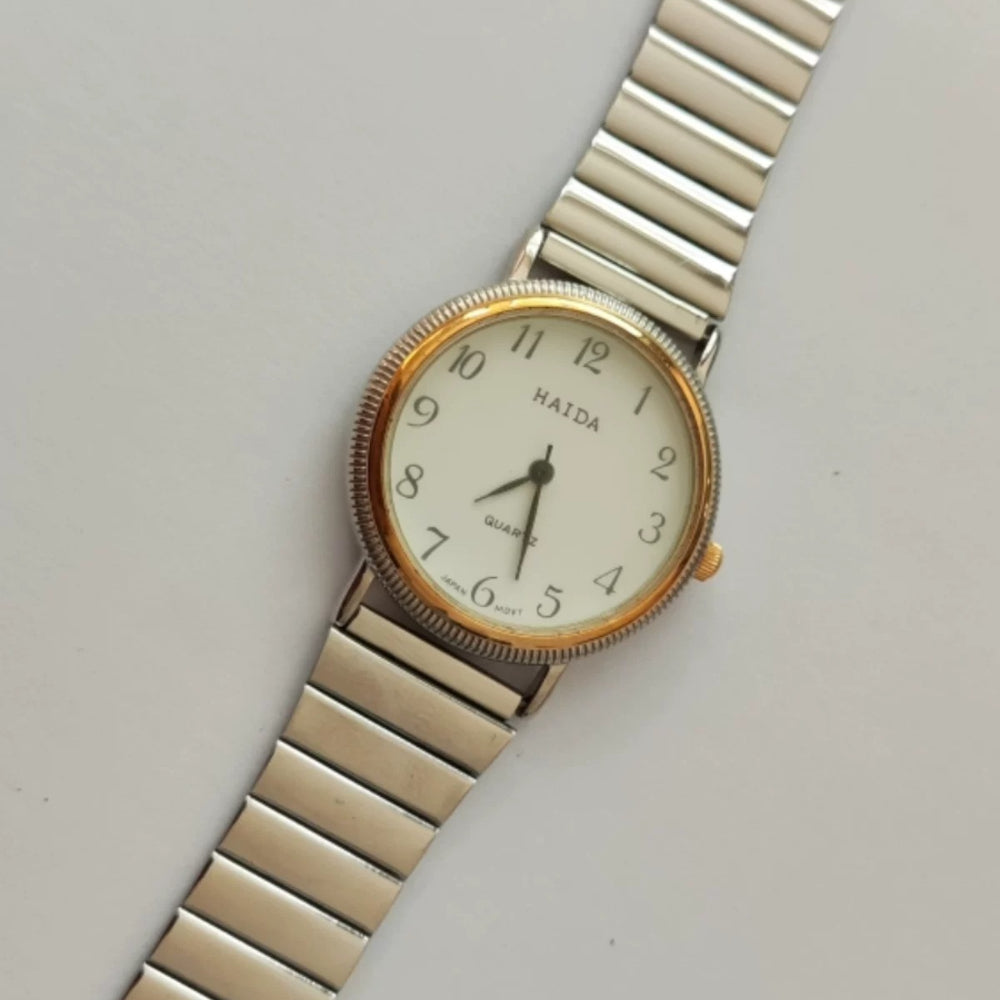 HAIDA Two-Tone Quartz Watch Arabic Numerals Dial Vintage Minimalist NOS