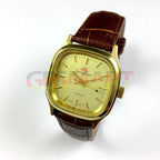 HONGLIAN manual mechanical watch with gold-tone case, golden hands, and nail markers for elegant style.