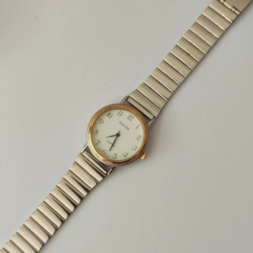 HAIDA Two-Tone Quartz Watch Arabic Numerals Dial Vintage Minimalist NOS