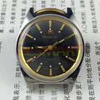 HONGLIAN 32mm manual mechanical watch with black dial, gold markers, 17 jewels for accurate timekeeping