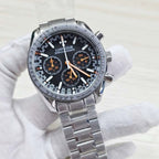 Men's 40mm Speedmaster Style Quartz Watch Steel Case VK63 Movement Mineral Glass