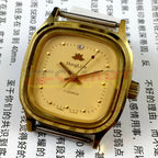 HONGLIAN 32mm golden square manual mechanical watch with nail markers and 17 jewels movement.