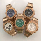 No Logo Rose Gold Men's 41mm Octagonal Quartz Chronograph Steel VK63 Movement