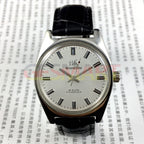 Shanghai Factory 38mm manual mechanical watch with white dial, 3 hands, 19 jewels, classic design for elegant wristwear.