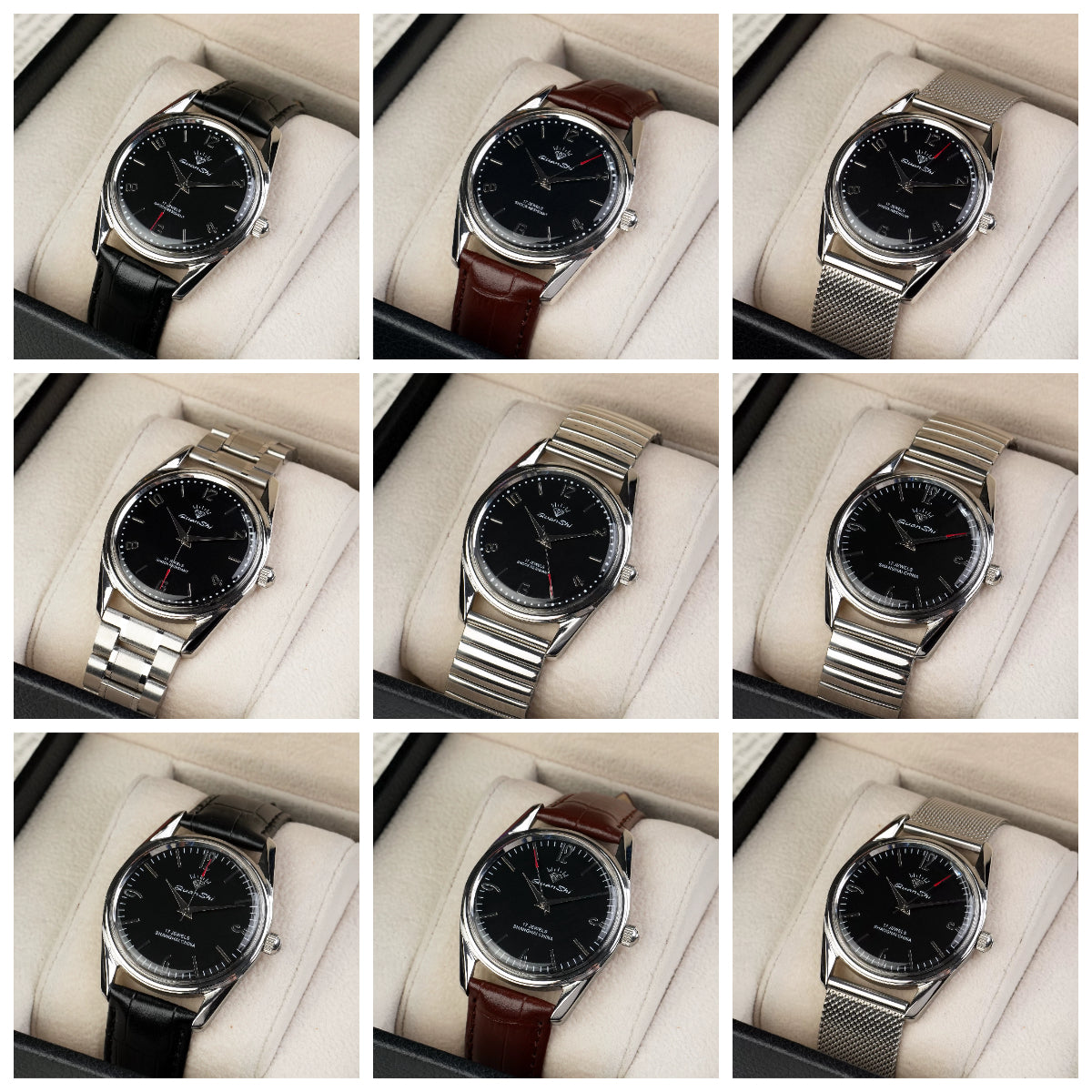 Vintage Men's Manual Wind Watch Solid Steel Bracelet 17 Jewels Shockproof