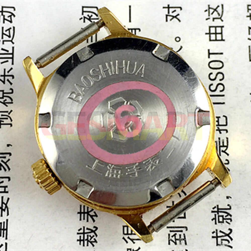 Shanghai Manual Lady Watch with green dial, golden nail markers, 17 jewels, square case, elegant style.