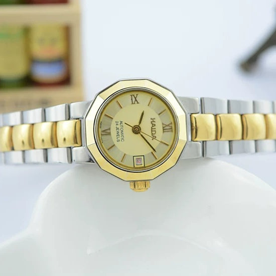 HAIDA Ladies Automatic Mechanical Watch Two-Tone Crystal-Set Vintage