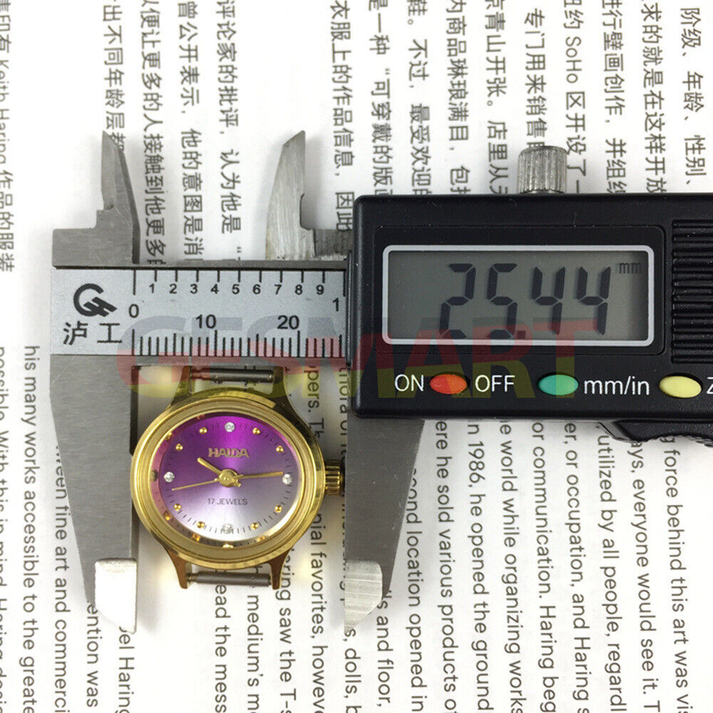 HAIDA 25mm ladies mechanical watch with golden nails, gradient purple dial, 17 jewels movement for elegant style.