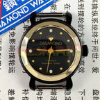 Elegant 30mm Shanghai Diamond manual mechanical lady watch, black dial & case, 17 jewels for precision.
