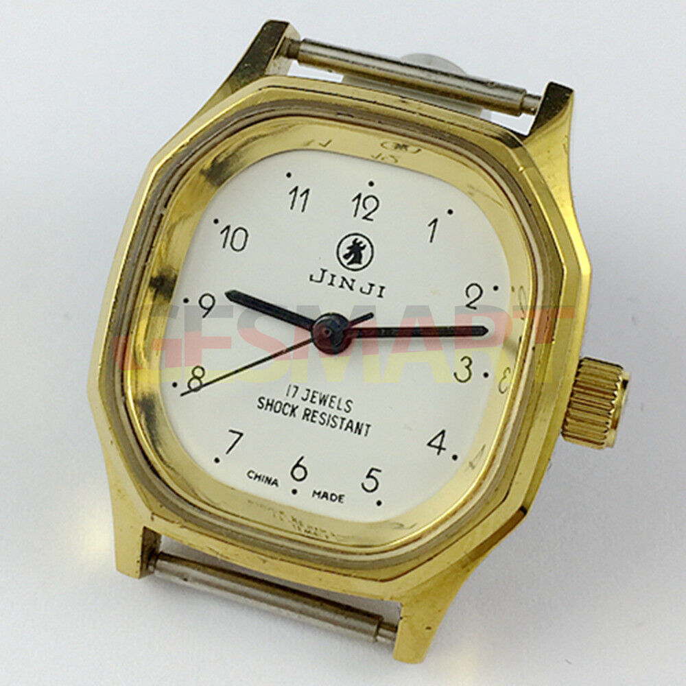 SHANGHAI JINJI lady watch featuring 17 jewels, gold nail markers, and precise manual mechanical movement