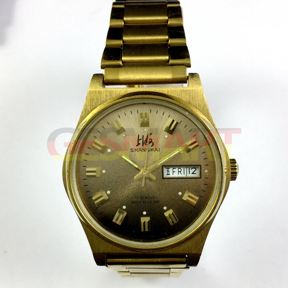 Shanghai Factory dark brown dial manual mechanical watch with double calendar, classic design for everyday wear