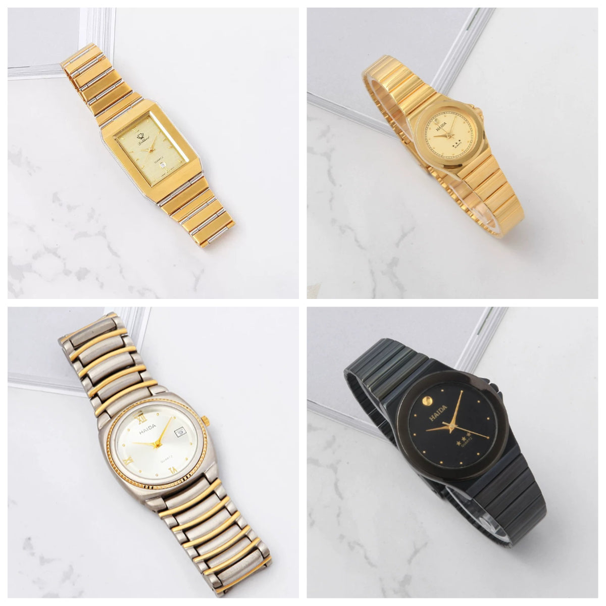 HAIDA Men's Quartz Watch Roman Numerals Yellow White Dial Steel Business NOS