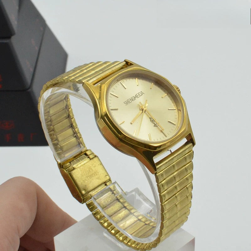 SHENGMEIDA Vintage Gold-Plated Automatic Mechanical Men's Watch Round NOS