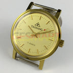 TAIHANG 37mm manual watch with gold round case, yellow dial, and gold nail hour markers for elegant style.