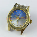 SHANGHAI DIAMOND 25mm oval manual mechanical lady watch with blue dial and 17 jewels for elegant style