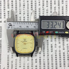 Black square 32mm Shanghai Made manual mechanical watch with 17 jewels and diamond accents, elegant design.