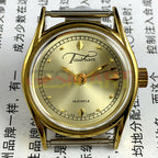 Liaocheng TAISHAN manual mechanical lady watch with 19 jewels, golden nail markers, and elegant golden case.