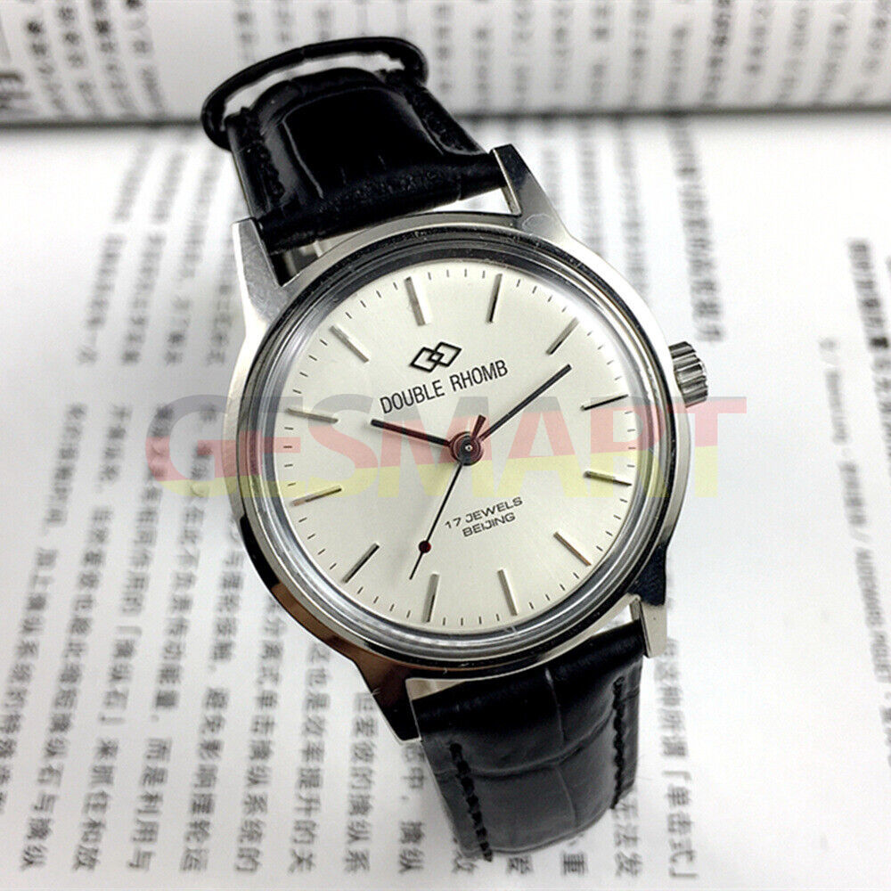 Beijing 36mm silver manual watch with nail markers, classic style for elegant accessory collection.