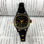 Gold HAIDA 23mm manual mechanical lady watch with black dial, 17 jewels, and 3 hands for elegant timekeeping.
