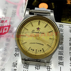 Shanghai Manual Mechanical Lady Watch with golden nails, yellow dial, round case, 17 jewels craftsmanship.
