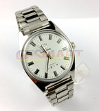 38mm SHANGHAI DIAMOND manual watch with white dial, silver case, 17 jewels, classic luxury design.