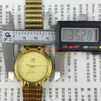 34mm Shanghai Factory manual mechanical watch with golden case and yellow dial, classic accessory for watch enthusiasts