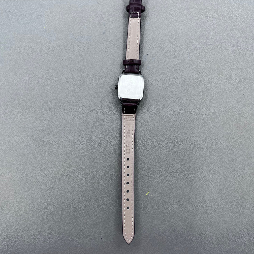 33mm Dandong golden dial manual watch with square case, 17 jewels, elegant mechanical timepiece by Dandong.