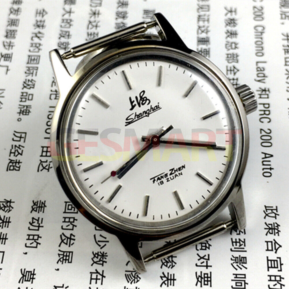 Shanghai Factory 32mm manual mechanical watch with 19 jewels, featuring shock-resistant design for long-lasting durability.