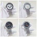Men's 40mm Speedmaster Style Quartz Watch Steel Case VK63 Movement Mineral Glass