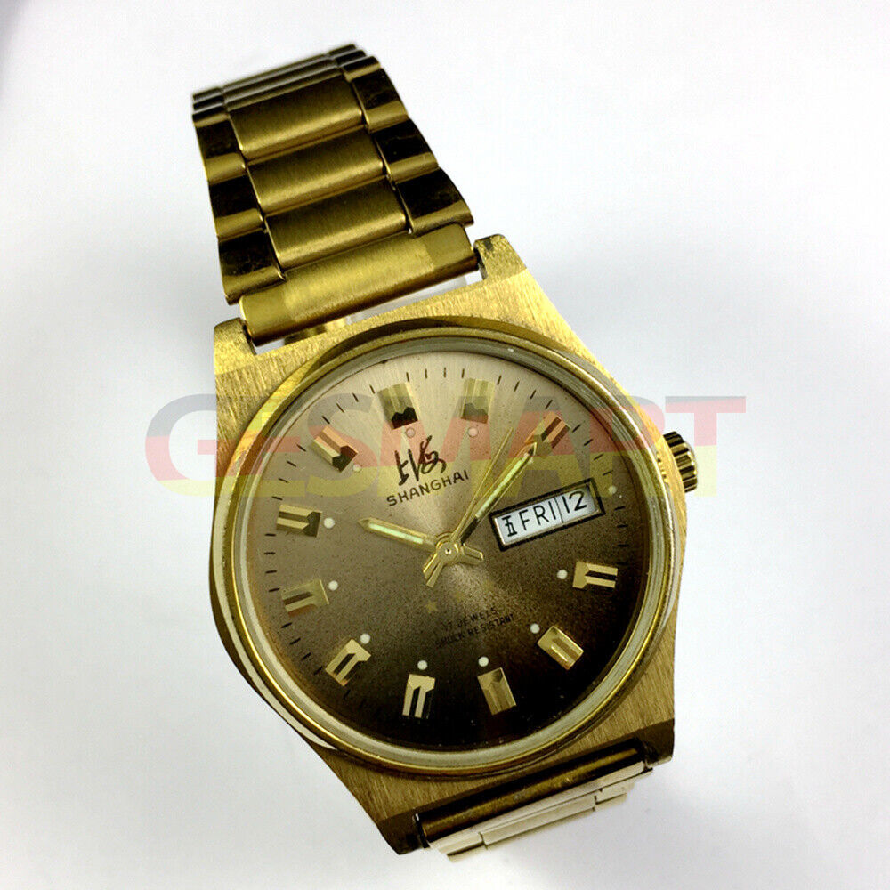 Shanghai Factory dark brown dial manual mechanical watch with double calendar, classic style for elegant everyday wear