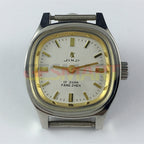 24mm SHANGHAI JINJI lady watch with golden nail markers, square case, 17-jewel manual movement.