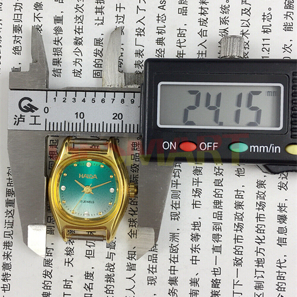 HAIDA 24mm golden manual mechanical lady watch with gradient green dial and 17 jewels craftsmanship.
